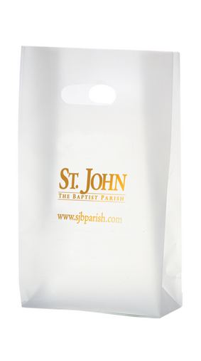 Custom Printed Clear Frosted Die Cut Plastic Tote Bag With Insert (8"x4"x15") - Foil Stamp - 19FDC8415-FS